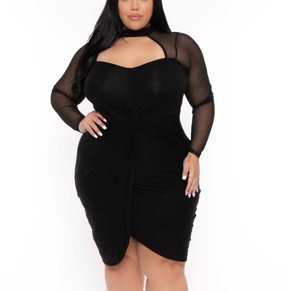 CURVY SENSE PLUS SIZE GISELA FRONT TWIST DRESS- BLACK 3X NWT in‎ packaging